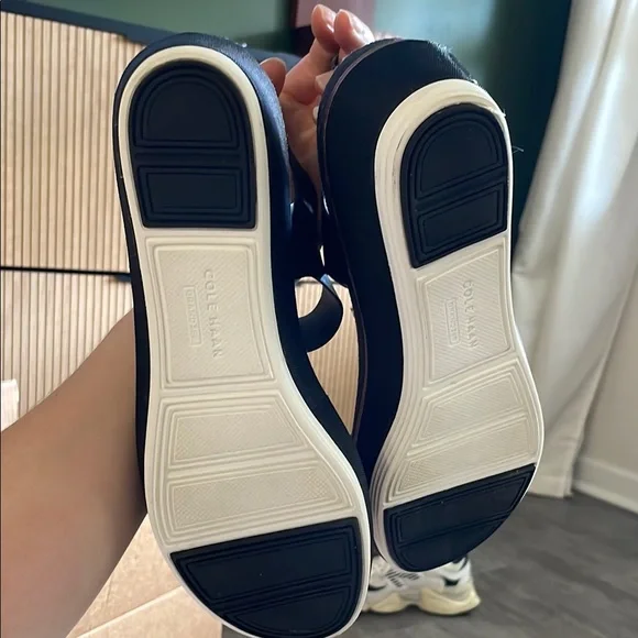 Cole Haan Black and White Platform Sandals - Picture 5 of 6